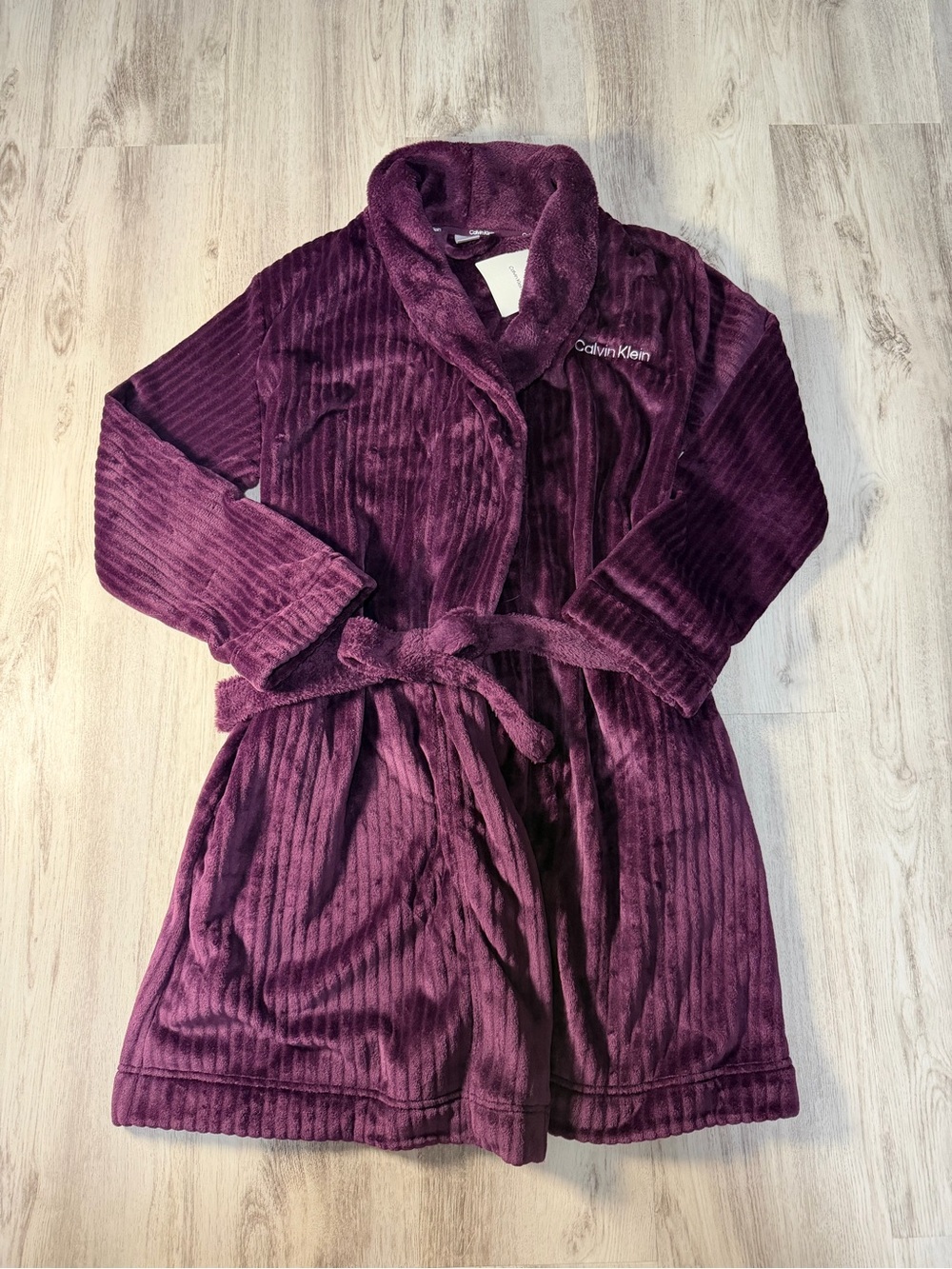 Calvin Klein Plush Monogram Robe Purple